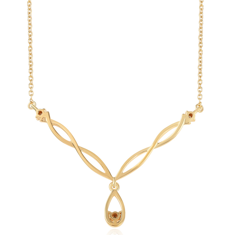 Pozlátený Strieborný Náhrdelník s so Zeleným Diamantom a Bielym Diamantom