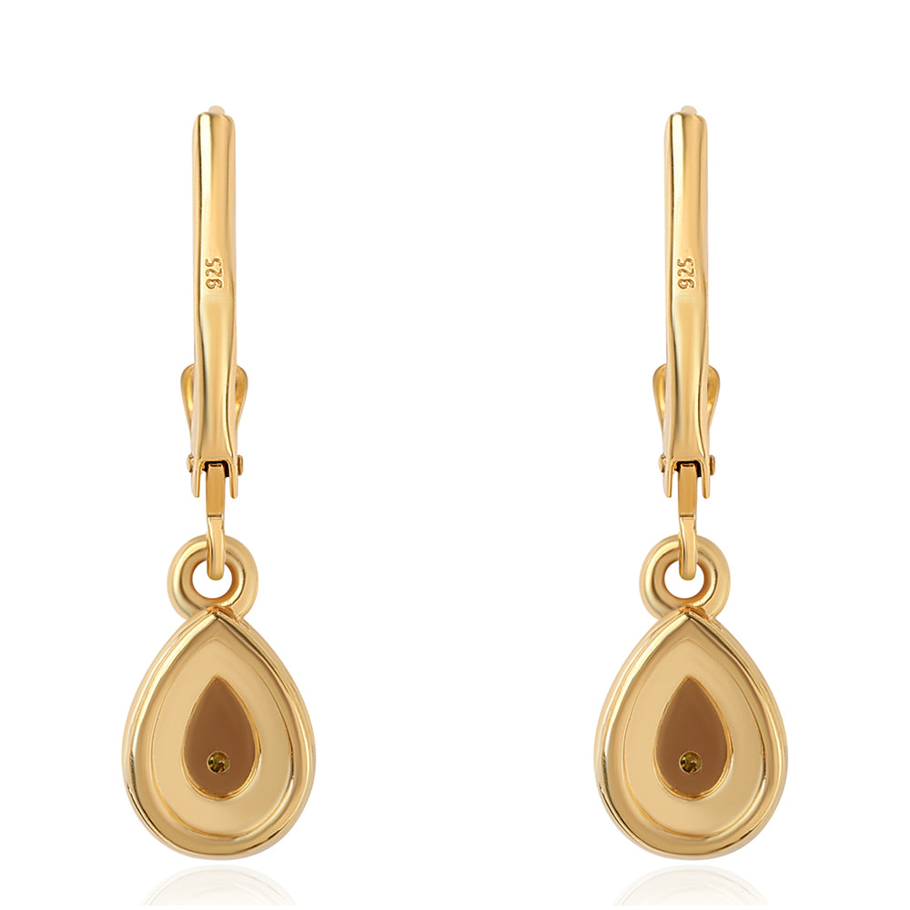 Pozlátené Strieborné Náušnice s so Zeleným Diamantom