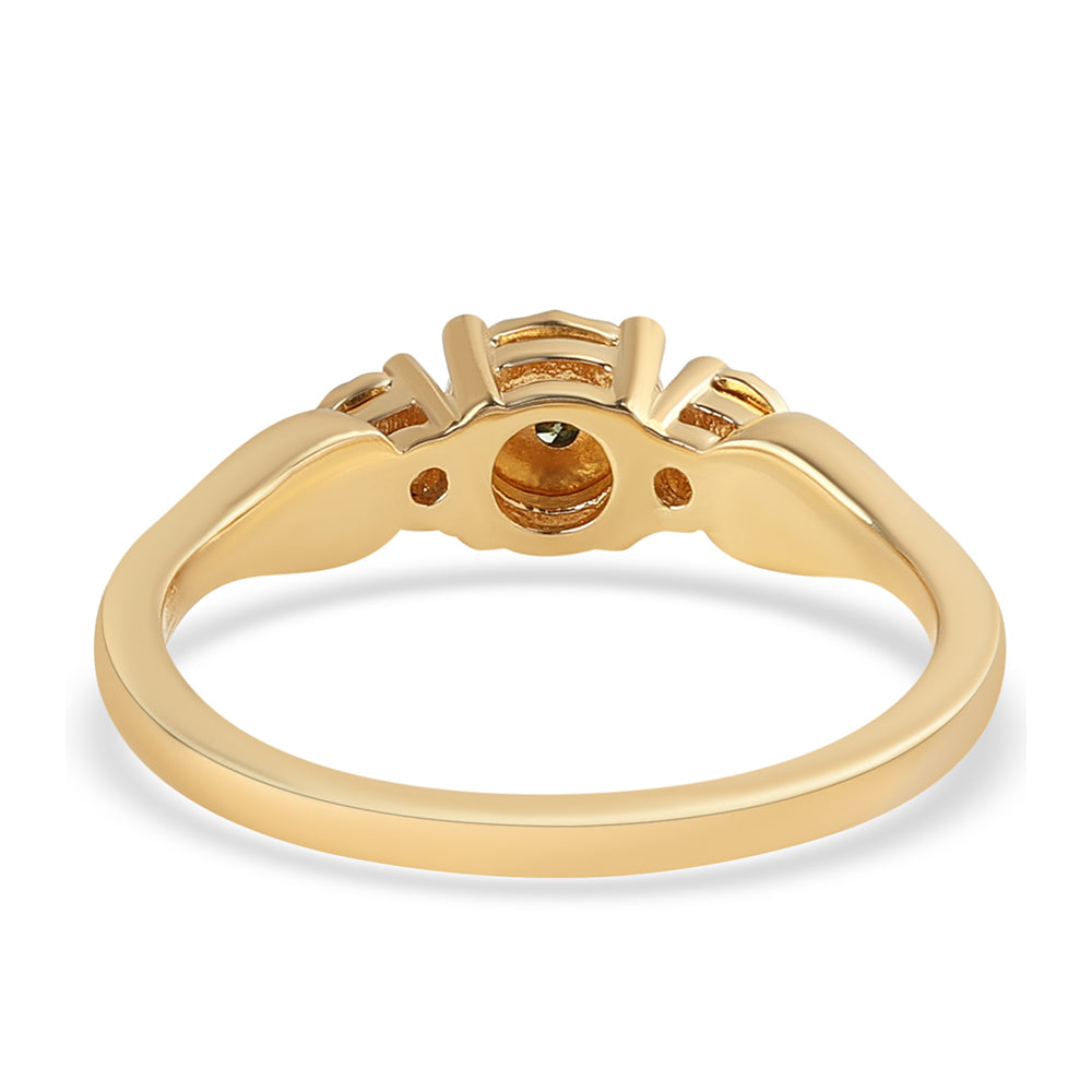 Pozlátený Strieborný Prsteň s so Zeleným Diamantom