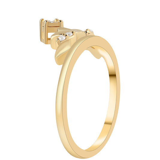 Pozlátený Strieborný Prsteň s so Zeleným Diamantom a Bielym Diamantom