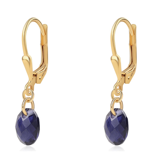 Pozlátené Strieborné Náušnice s Iolitom