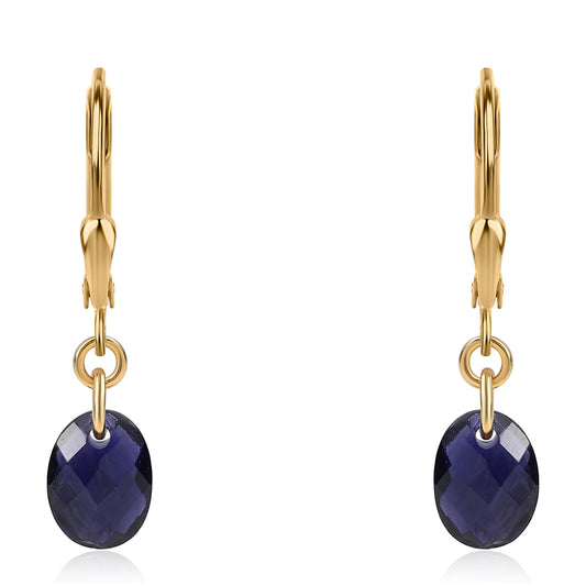 Pozlátené Strieborné Náušnice s Iolitom