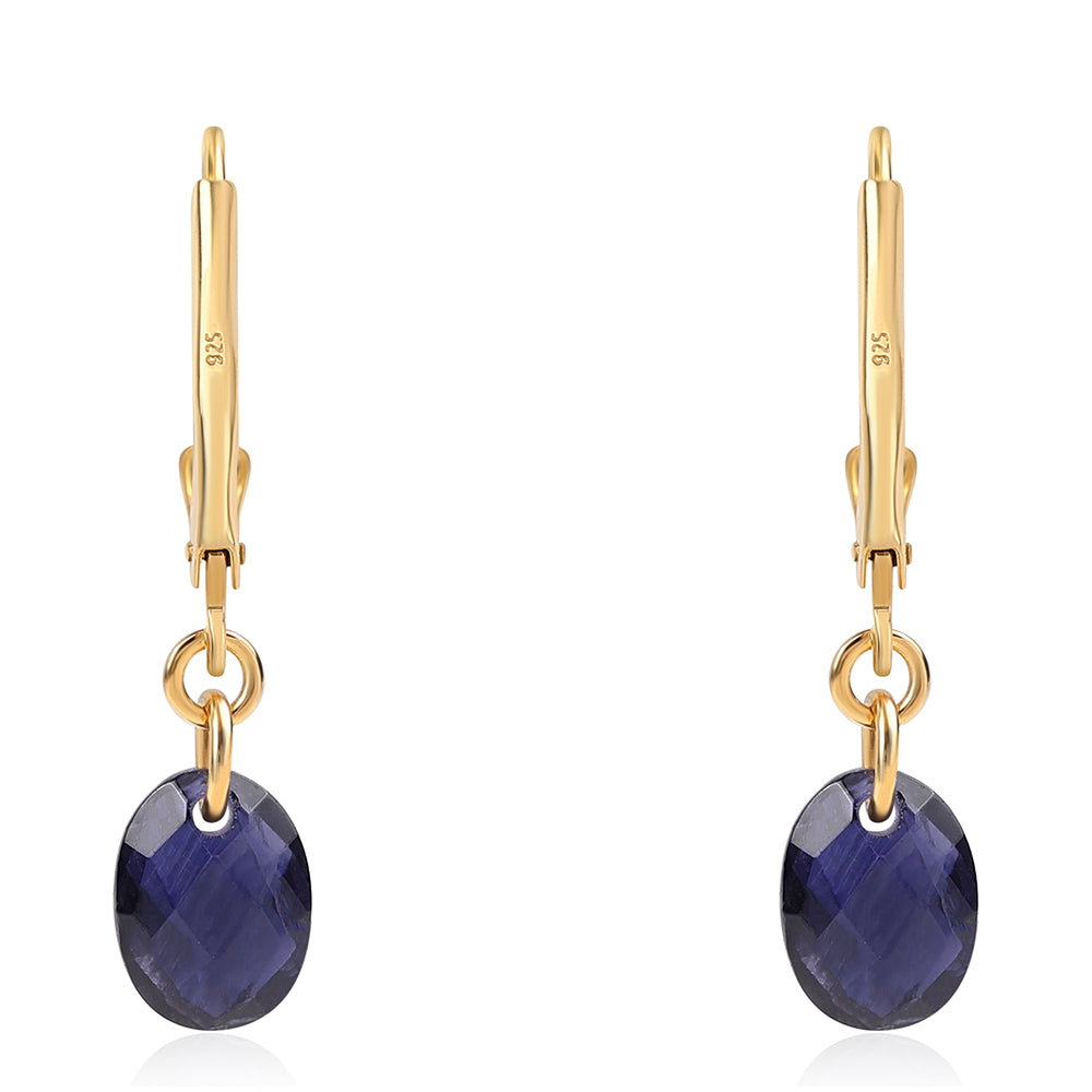 Pozlátené Strieborné Náušnice s Iolitom