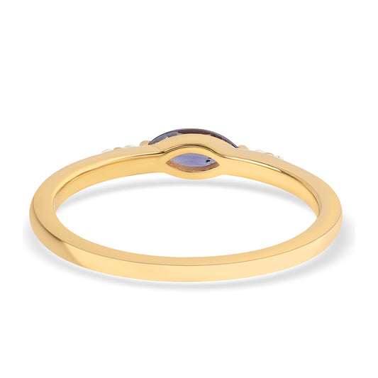 Pozlátený Strieborný Prsteň s Iolitom a Bielym Topásom