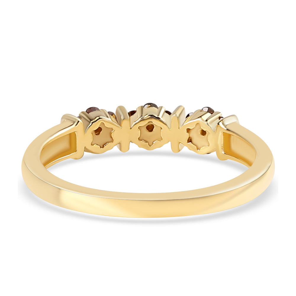 Pozlátený Strieborný Prsteň s Červeným Diamantom