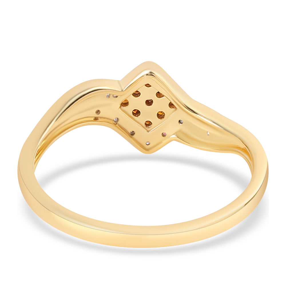 Pozlátený Strieborný Prsteň s Červeným Diamantom a Bielym Diamantom