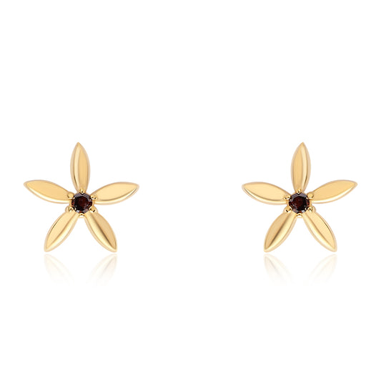 Pozlátené Strieborné Náušnice s Červeným Diamantom