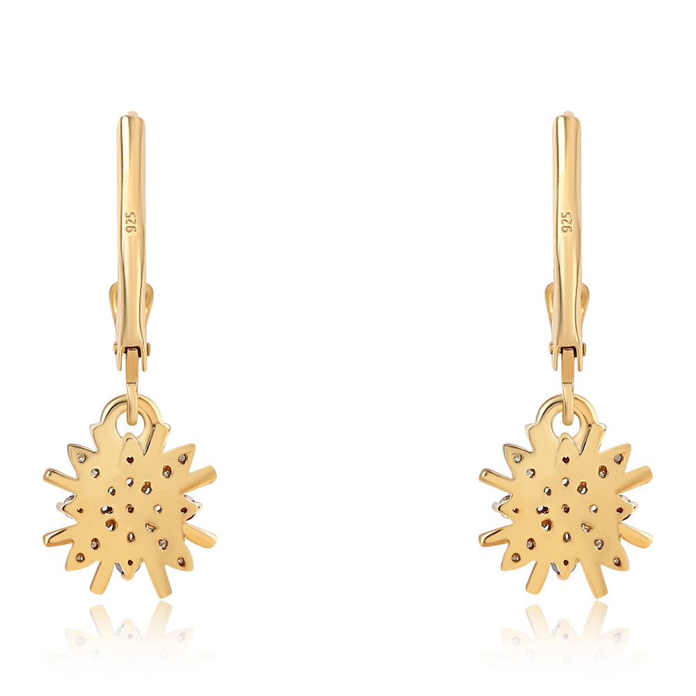 Pozlátené Strieborné Náušnice s Červeným Diamantom a Bielym Diamantom