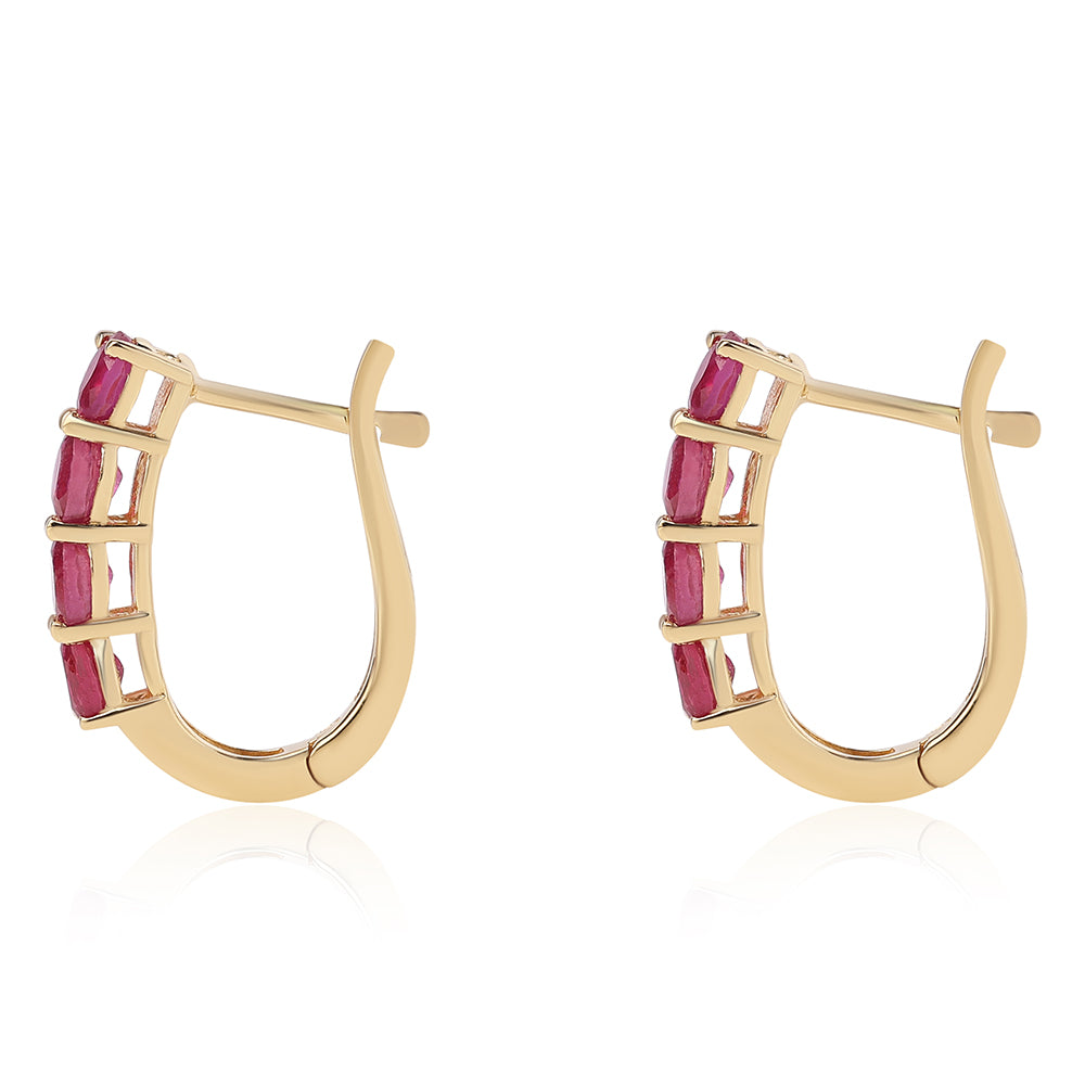 Pozlátené Strieborné Náušnice s Mozambickým Rubínom