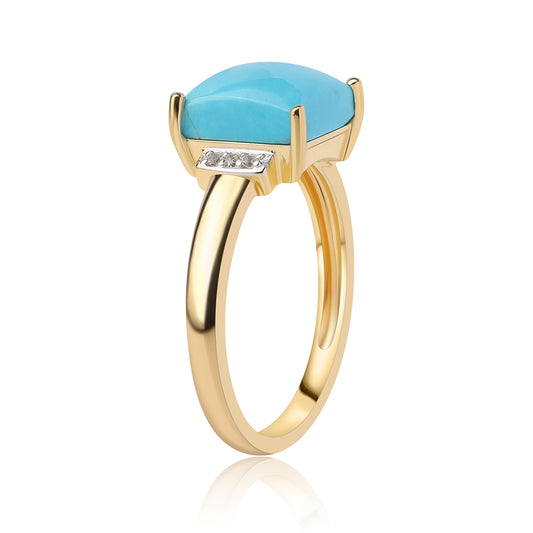 Pozlátený Strieborný Prsteň s so Sleeping Beauty Tyrkysom a Bielym Topásom