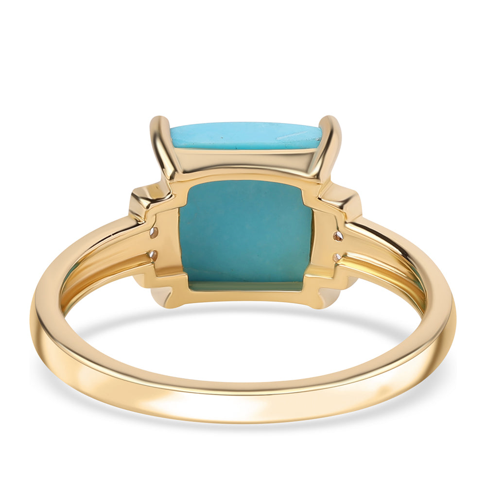 Pozlátený Strieborný Prsteň s so Sleeping Beauty Tyrkysom a Bielym Topásom