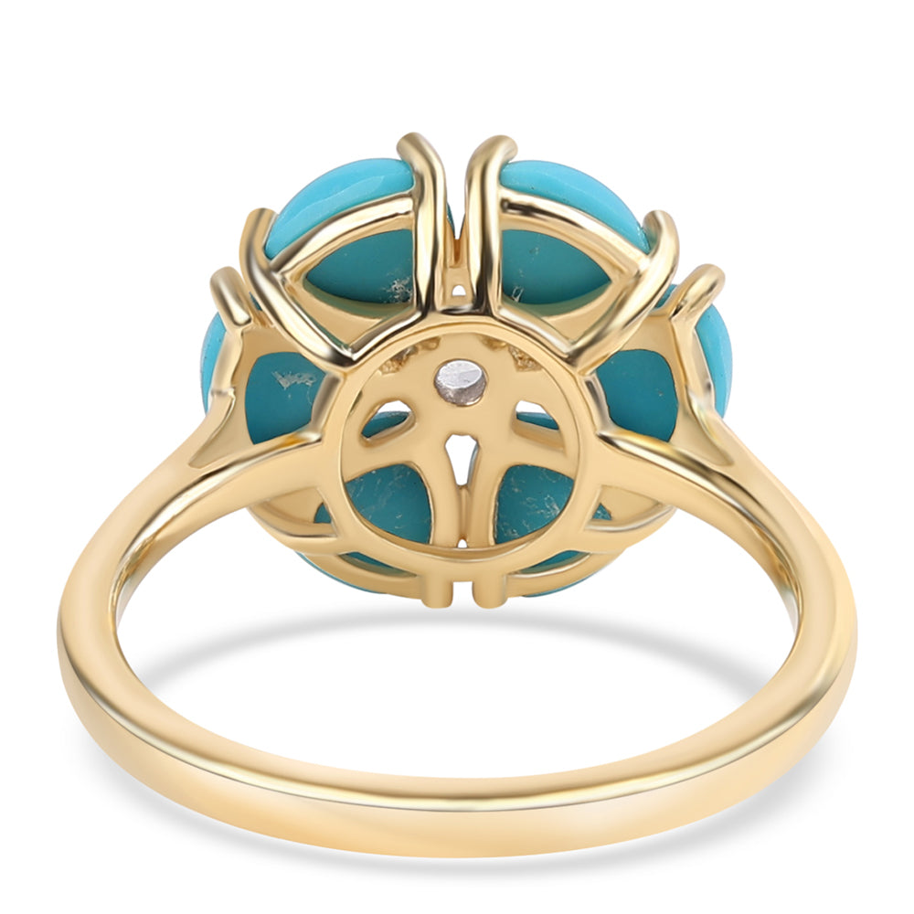 Pozlátený Strieborný Prsteň s so Sleeping Beauty Tyrkysom a Bielym Topásom