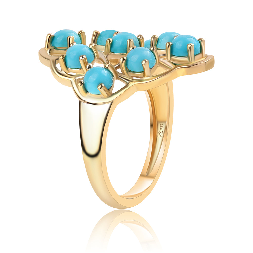 Pozlátený Strieborný Prsteň s so Sleeping Beauty Tyrkysom