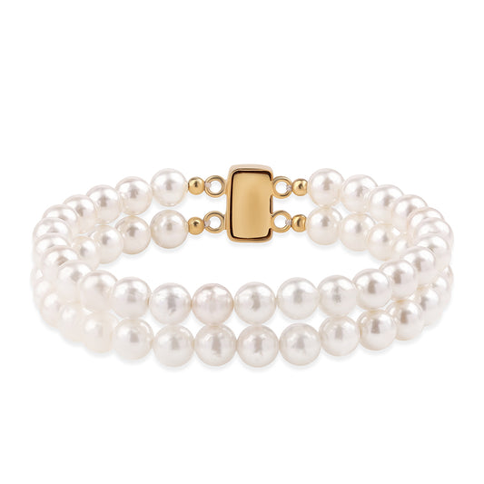 Pozlátený Strieborný Náramok s Bielou Sladkovodnou Perlou