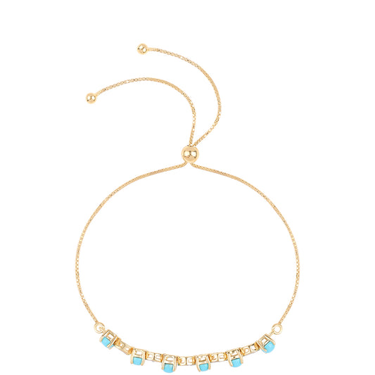 Pozlátený Strieborný Náramok s so Sleeping Beauty Tyrkysom a Bielym Topásom