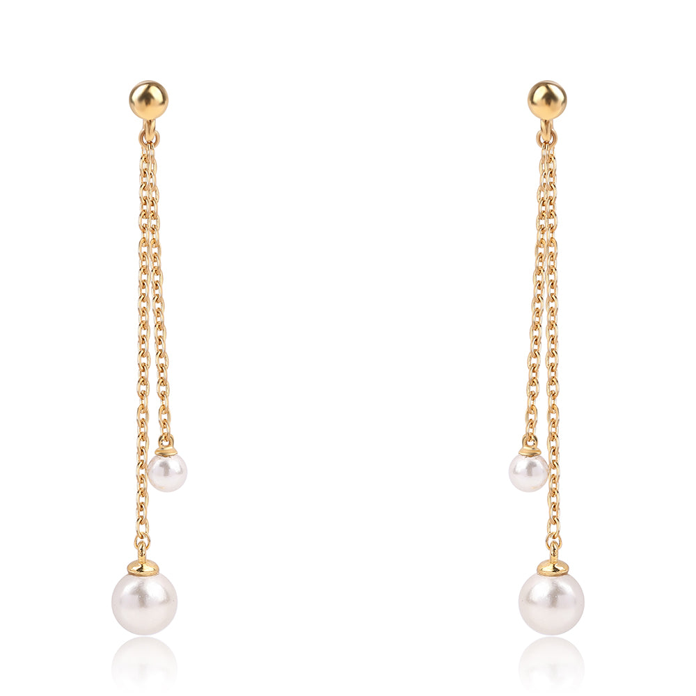 Pozlátené Strieborné Náušnice s Bielou Sladkovodnou Perlou
