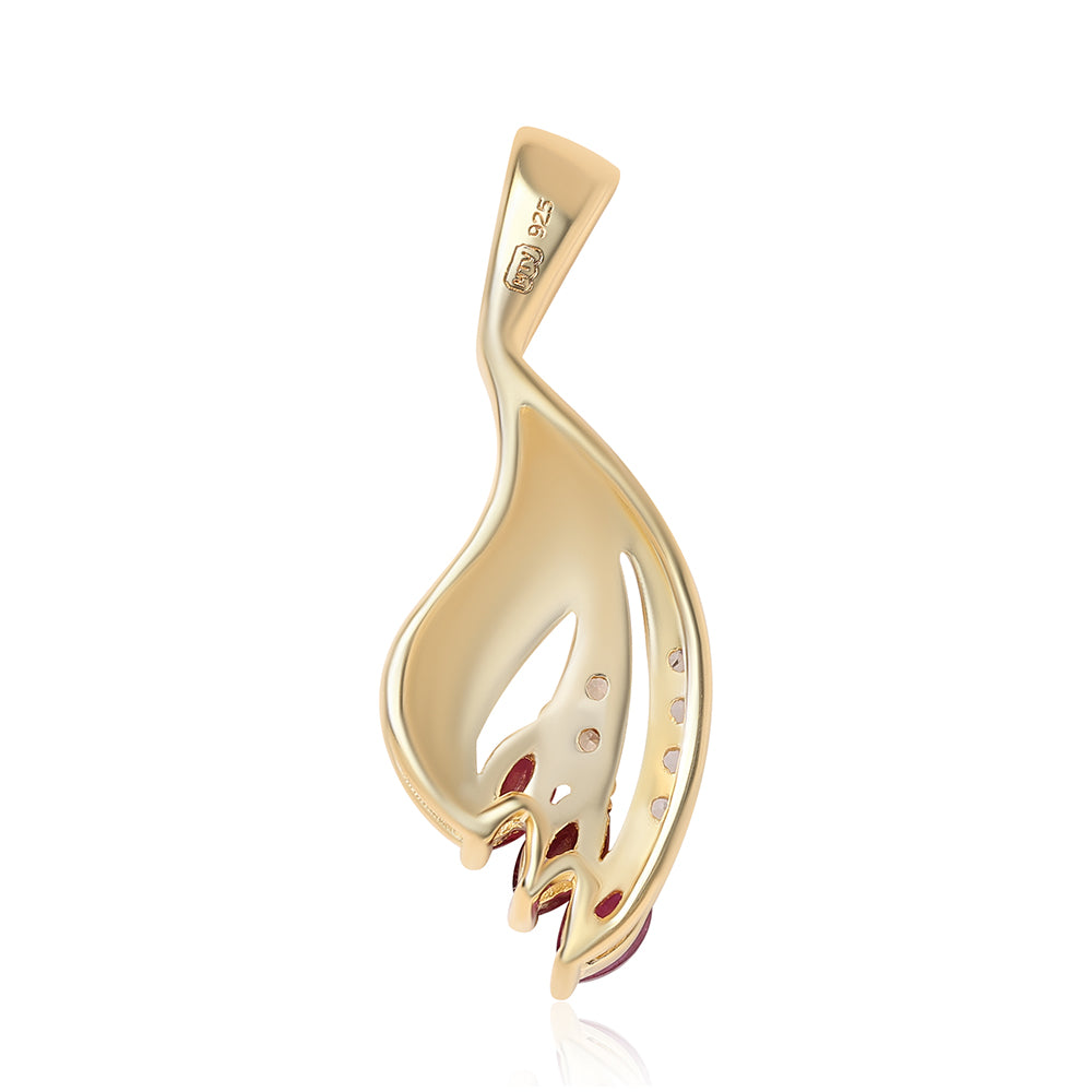 Pozlátený Strieborný Prívesok s Mozambickým Rubínom a Bielym Topásom