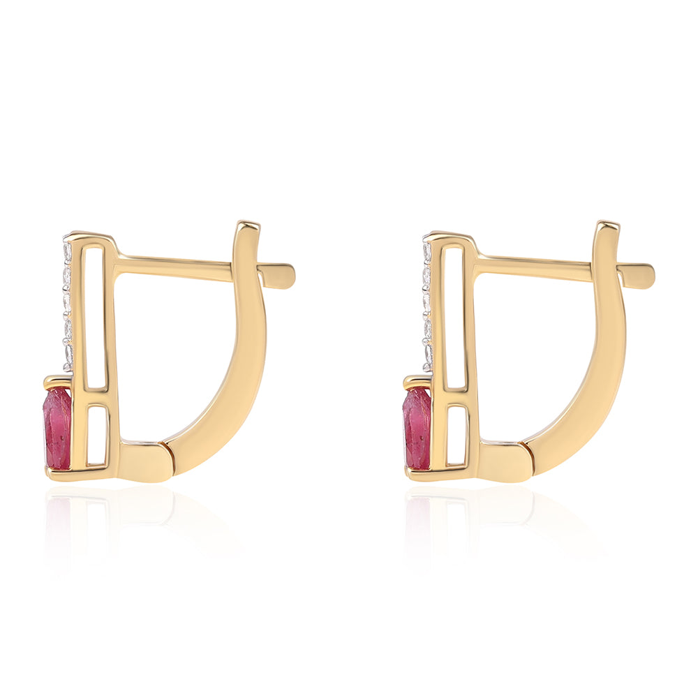 Pozlátené Strieborné Náušnice s Mozambickým Rubínom a Bielym Topásom