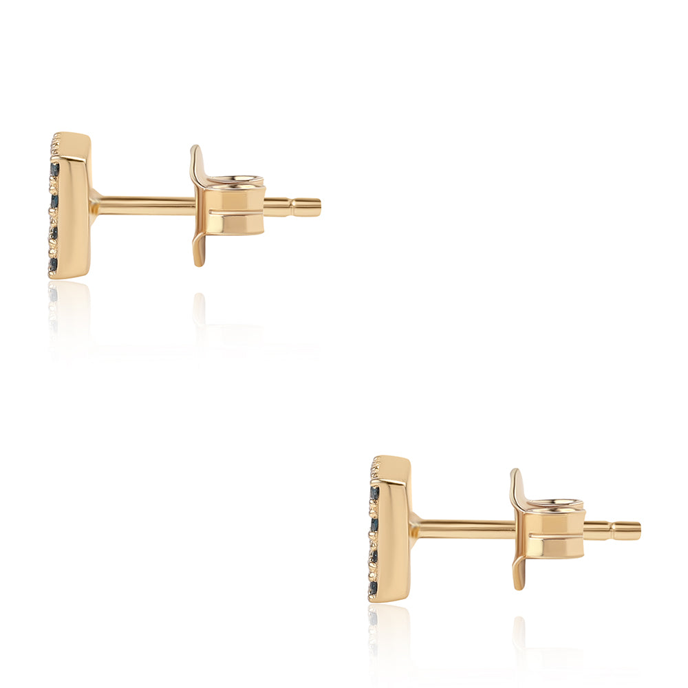 Pozlátené Strieborné Náušnice s Modrým Diamantom