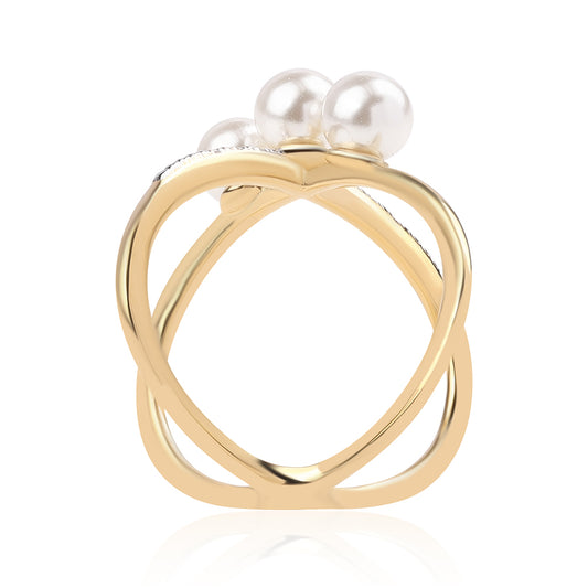 Pozlátený Strieborný Prsteň s Bielou Sladkovodnou Perlou a Bielym Topásom