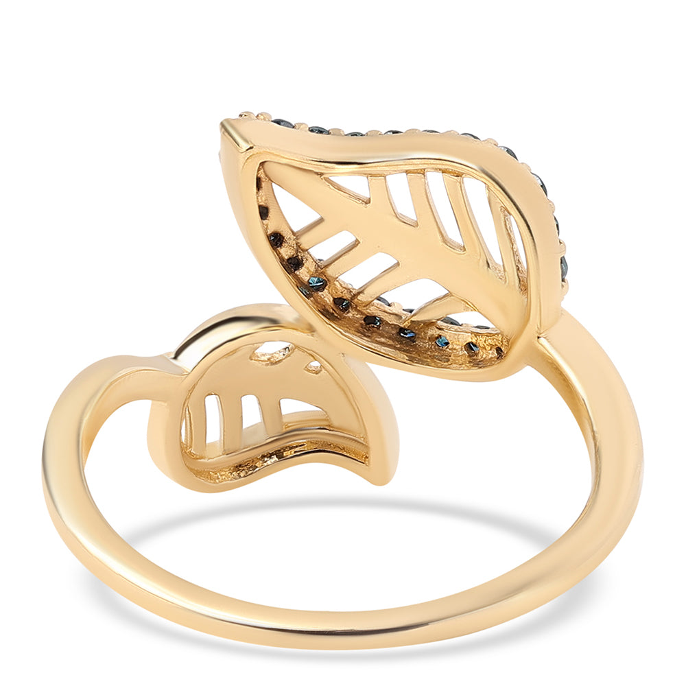 Pozlátený Strieborný Prsteň s Modrým Diamantom