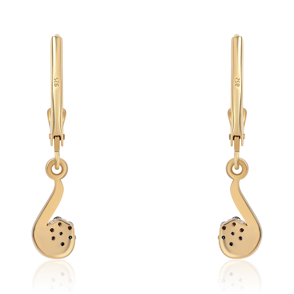 Pozlátené Strieborné Náušnice s Modrým Diamantom