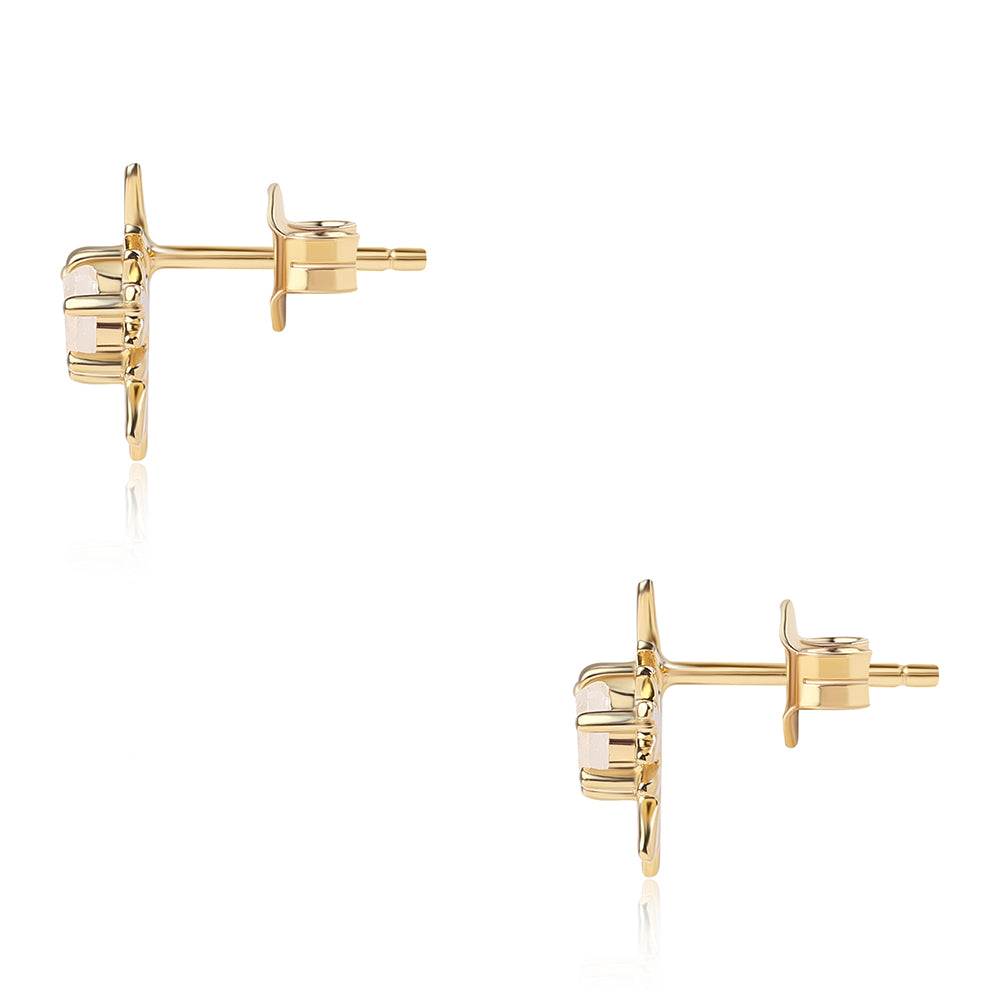 Pozlátené Strieborné Náušnice s AA dúhovým mesačným kameňom