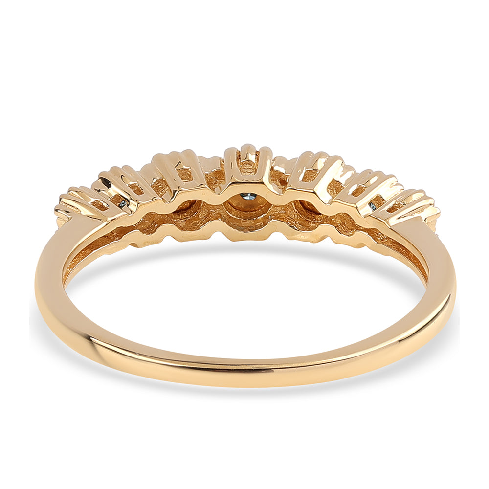 Pozlátený Strieborný Prsteň s Modrým Diamantom