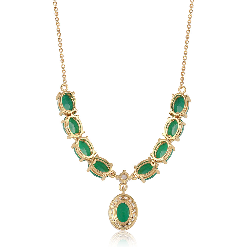 Pozlátený Strieborný Náhrdelník s so Zeleným Etiópskym Opálom z Lega Dembi a Bielym Topásom