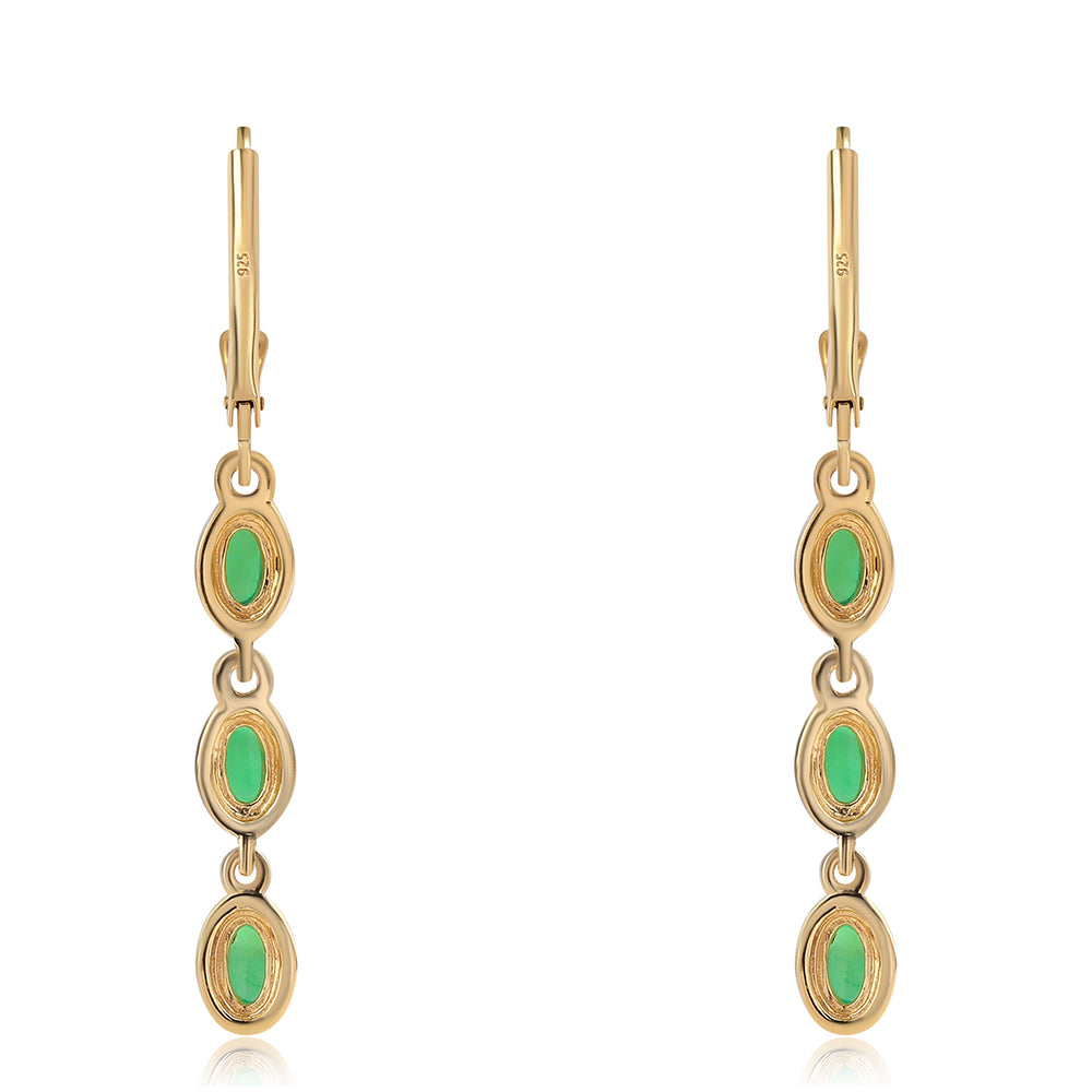 Pozlátené Strieborné Náušnice s so Zeleným Etiópskym Opálom z Lega Dembi