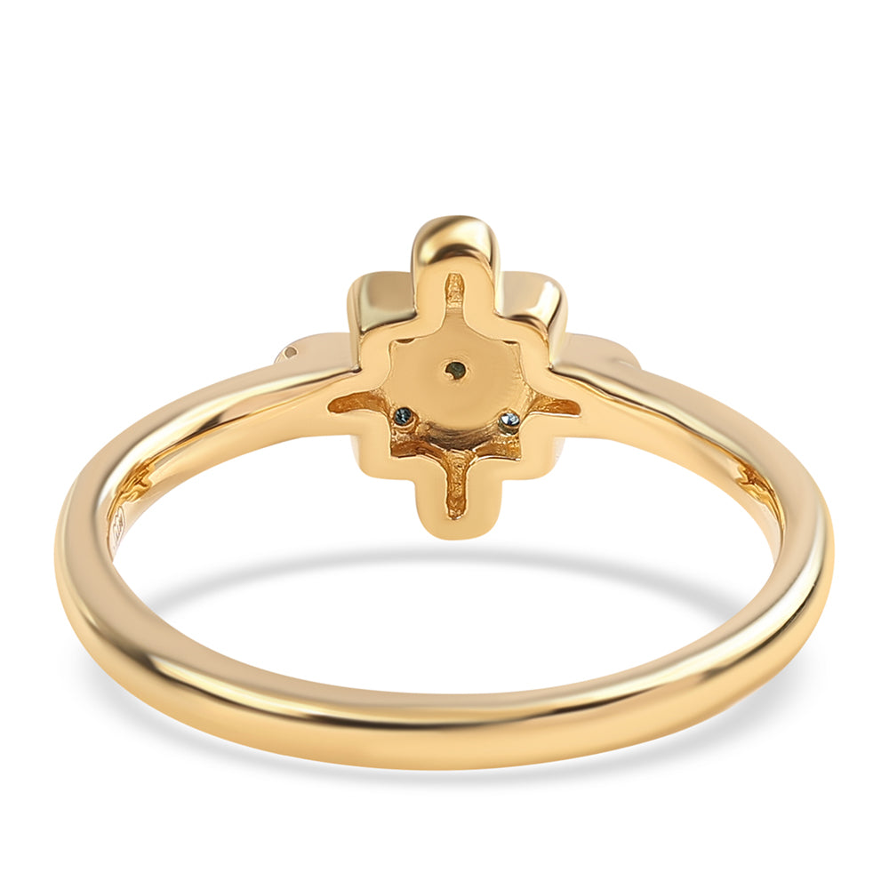 Pozlátený Strieborný Prsteň s Modrým Diamantom