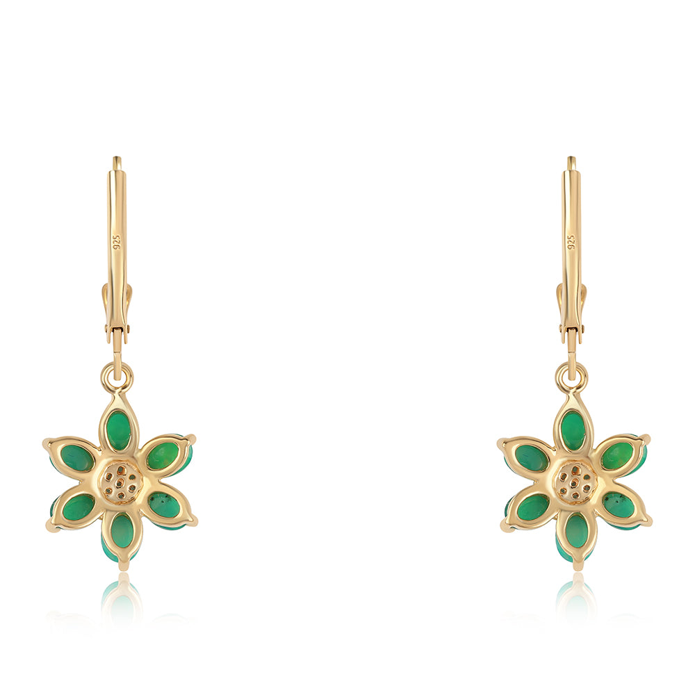 Pozlátené Strieborné Náušnice s so Zeleným Etiópskym Opálom z Lega Dembi a Bielym Topásom