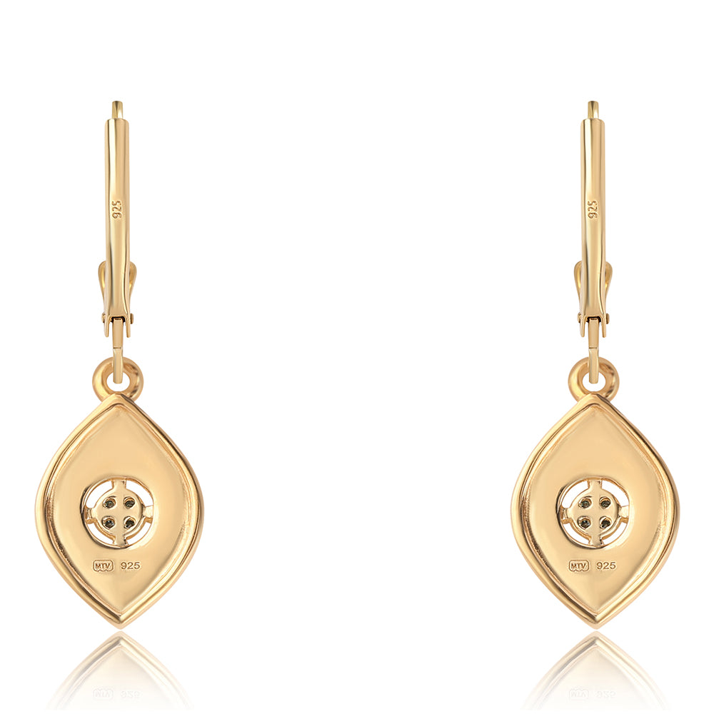 Pozlátené Strieborné Náušnice s Modrým Diamantom