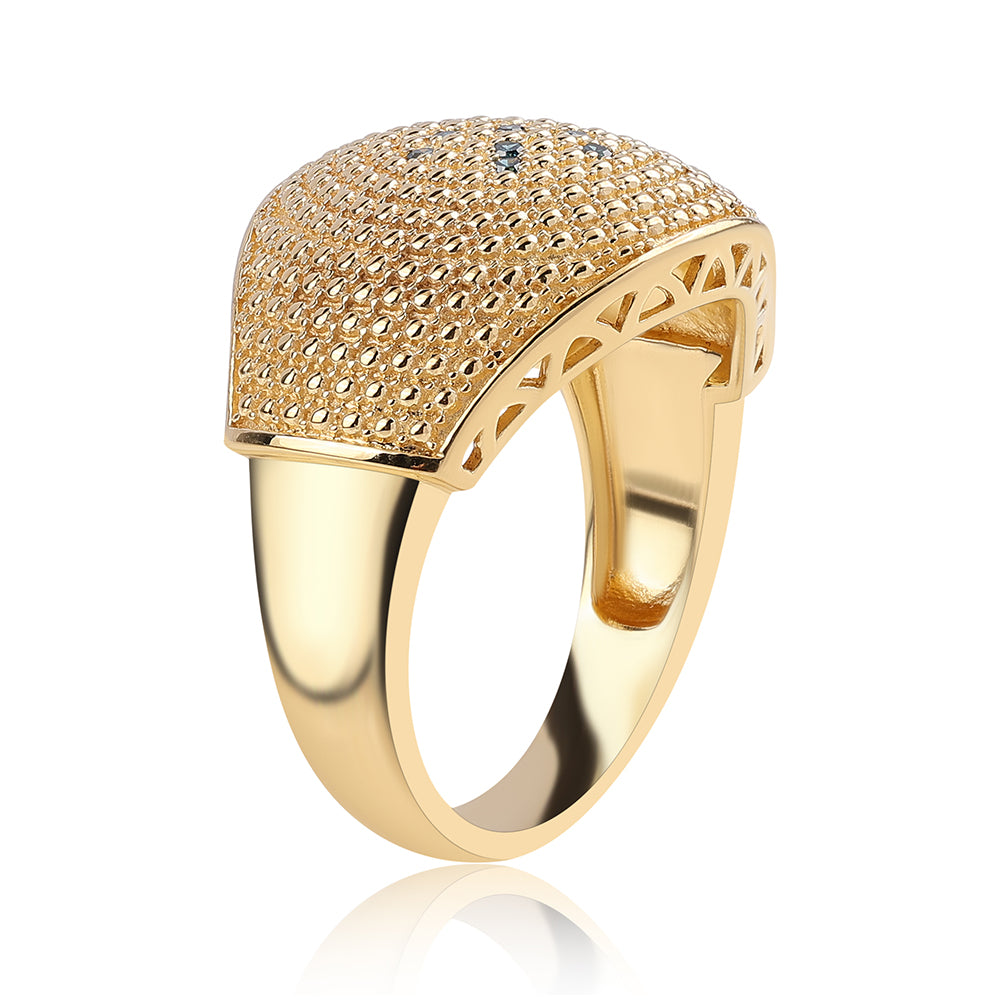 Pozlátený Strieborný Prsteň s Modrým Diamantom