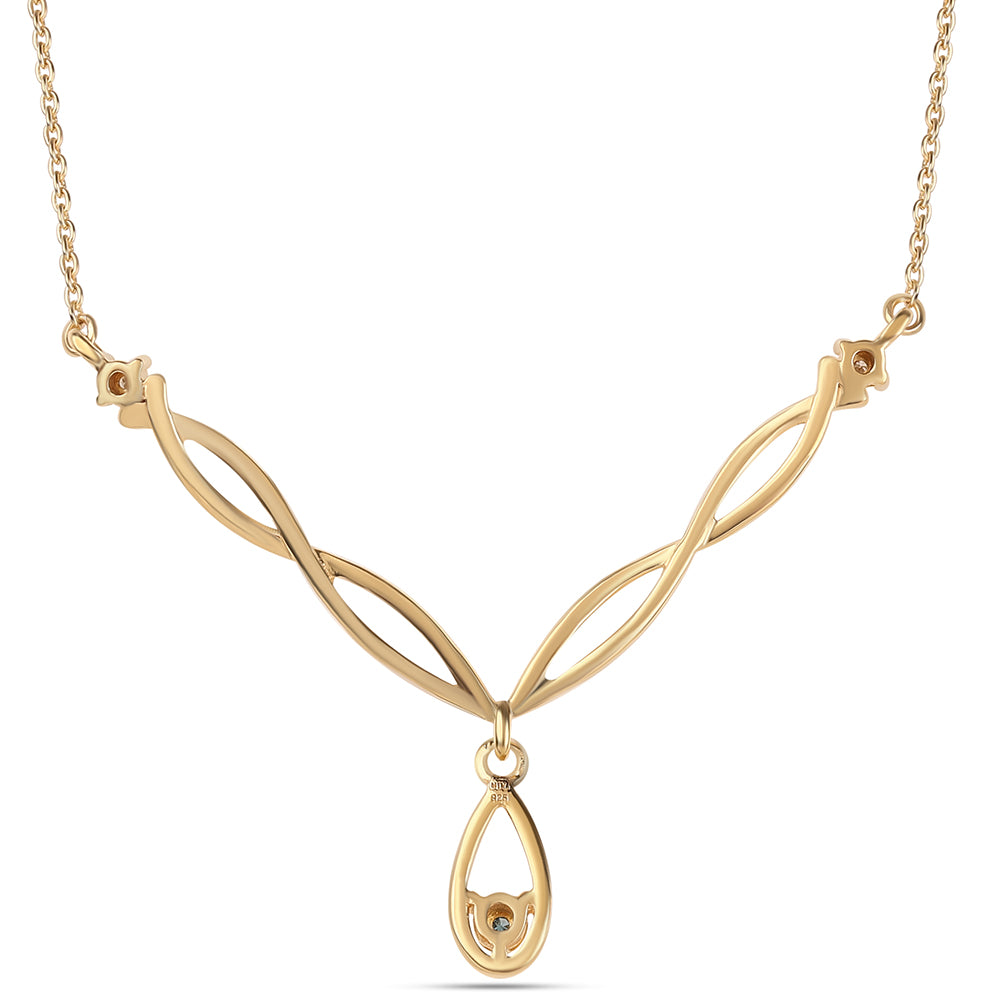 Pozlátený Strieborný Náhrdelník s Modrým Diamantom a Bielym Diamantom