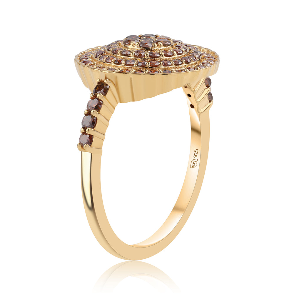 Pozlátený Strieborný Prsteň s Červeným Diamantom