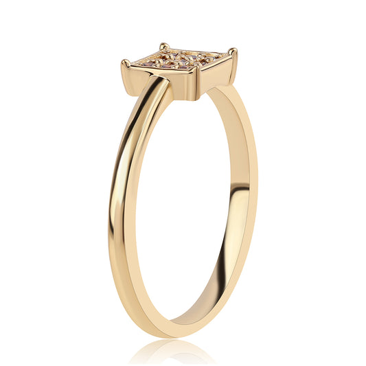 Pozlátený Strieborný Prsteň s Červeným Diamantom