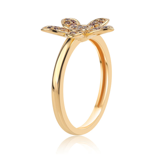 Pozlátený Strieborný Prsteň s Červeným Diamantom