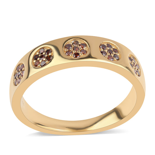 Pozlátený Strieborný Prsteň s Červeným Diamantom