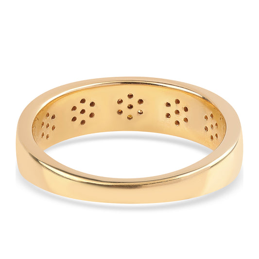 Pozlátený Strieborný Prsteň s Červeným Diamantom