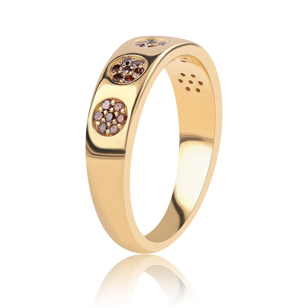 Pozlátený Strieborný Prsteň s Červeným Diamantom