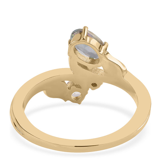 Pozlátený Strieborný Prsteň s Mystickým Topásom a Bielym Topásom