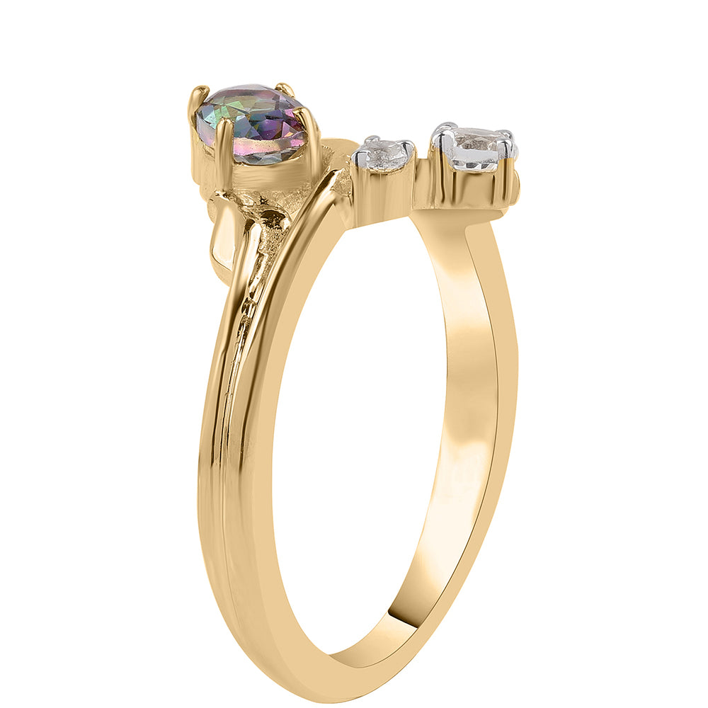 Pozlátený Strieborný Prsteň s Mystickým Topásom a Bielym Topásom