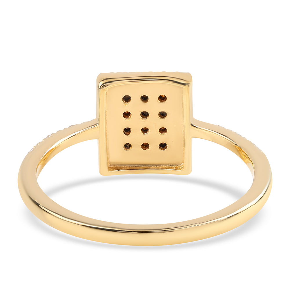 Pozlátený Strieborný Prsteň s Čiernym Diamantom a Bielym Diamantom