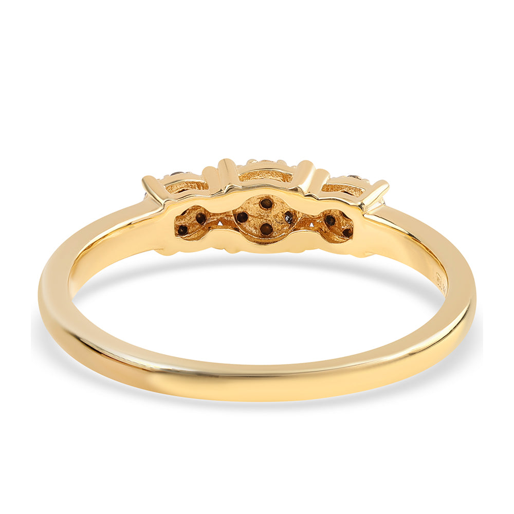 Pozlátený Strieborný Prsteň s Čiernym Diamantom
