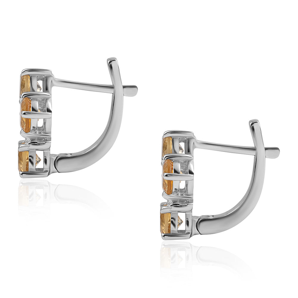Strieborné Náušnice s AA Brazílskym Citrínom a Bielym Topásom