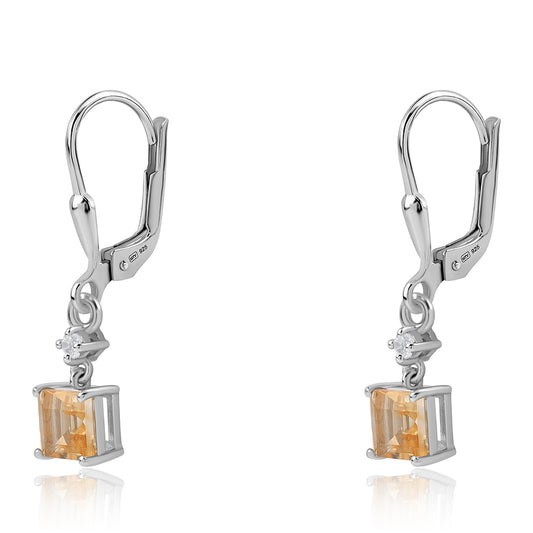 Strieborné Náušnice s AA Brazílskym Citrínom a Bielym Topásom