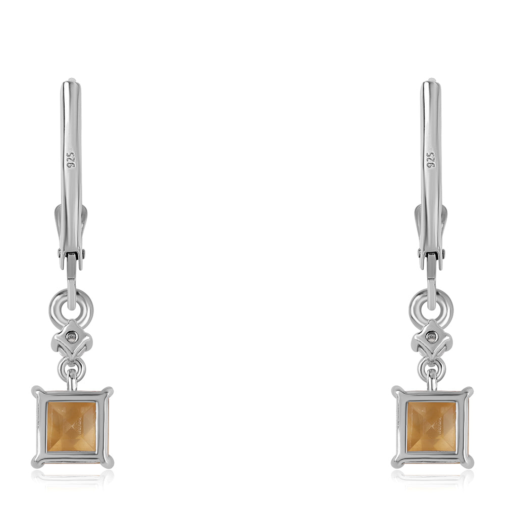 Strieborné Náušnice s AA Brazílskym Citrínom a Bielym Topásom