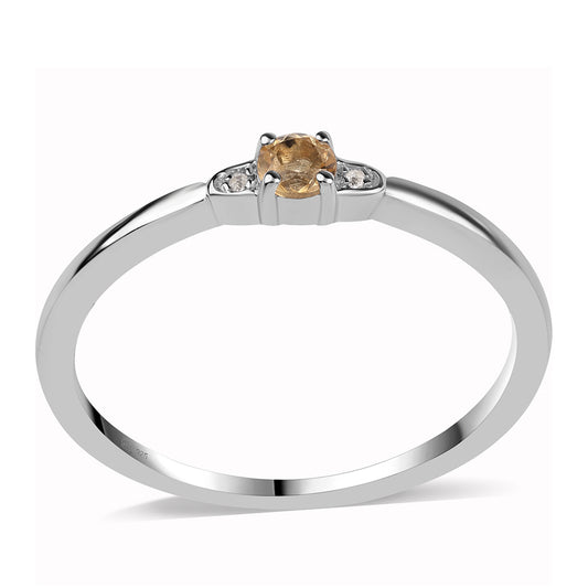 Strieborný Prsteň s AA Brazílskym Citrínom a Bielym Topásom