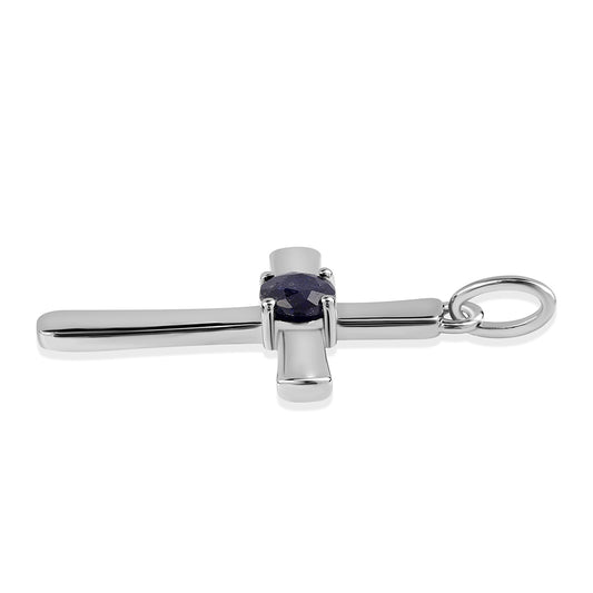 Kríž Strieborný Prívesok s Austrálskym Modrým Zafírom